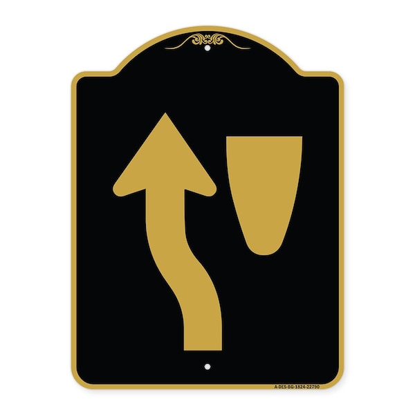 Designer Series Traffic Keep Left, Black & Gold Aluminum Sign, 18" x 24", BG-1824-22790